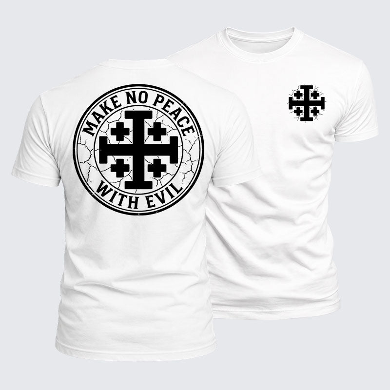Luxe Mercerized Cotton Tee - Make No Peace with Evil Knight Templar Jerusalem Cross