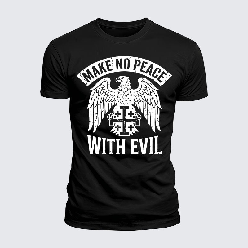 Luxe Mercerized Cotton Tee - Make No Peace with Evil Jerusalem Cross