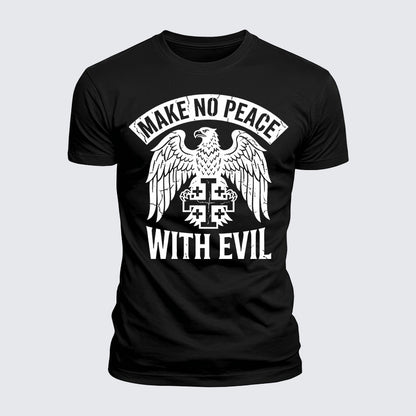 Luxe Mercerized Cotton Tee - Make No Peace with Evil Jerusalem Cross