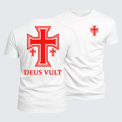 Luxe Mercerized Cotton Tee - Deus Vult Crusader Cross Templar Jerusalem