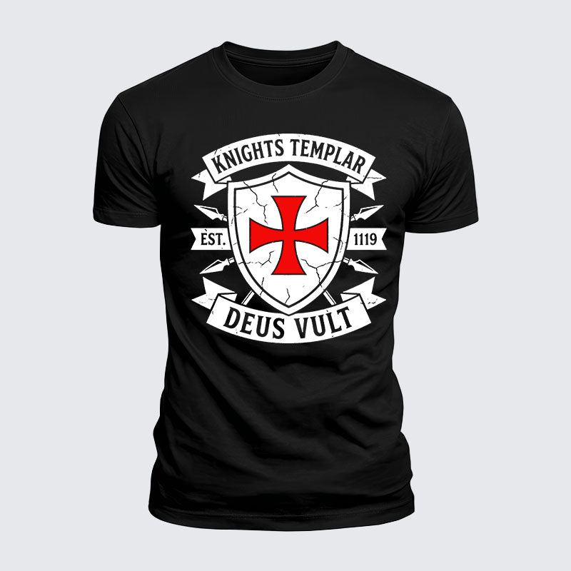 Luxe Mercerized Cotton Tee - Knights Templar Deus Vult