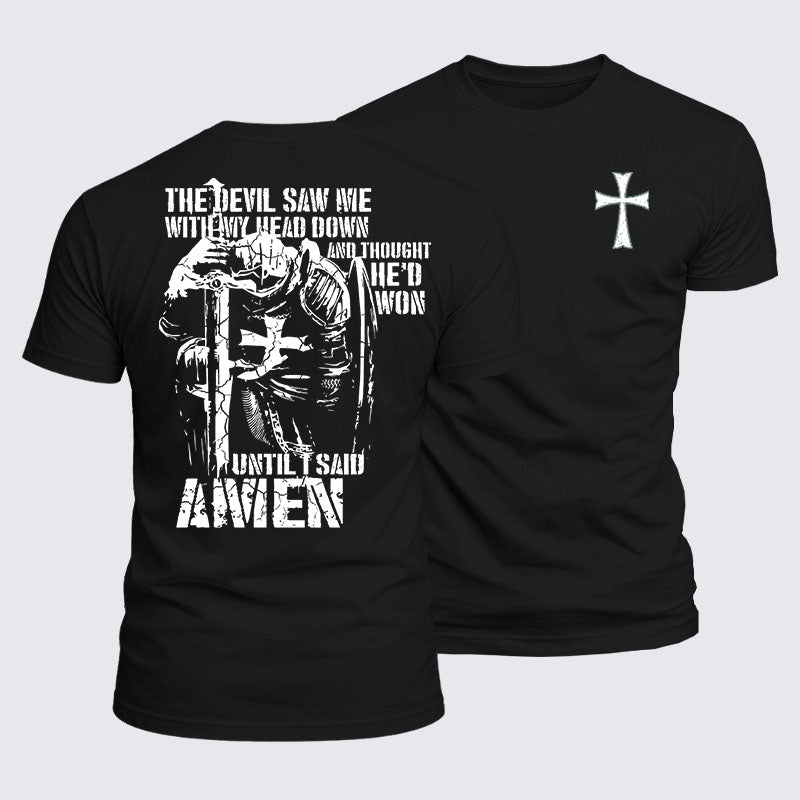Luxe Mercerized Cotton Tee - The Devil Saw Me with My Head Down and Thought He'd Won Until I Said Amen