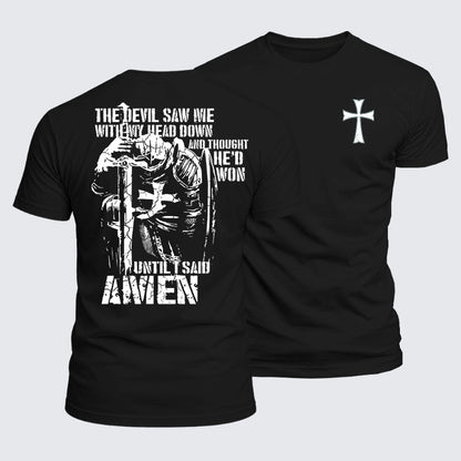 Luxe Mercerized Cotton Tee - The Devil Saw Me with My Head Down and Thought He'd Won Until I Said Amen