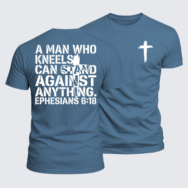 Luxe Mercerized Cotton Tee - A Man Who Kneels Can Stand Against Anything