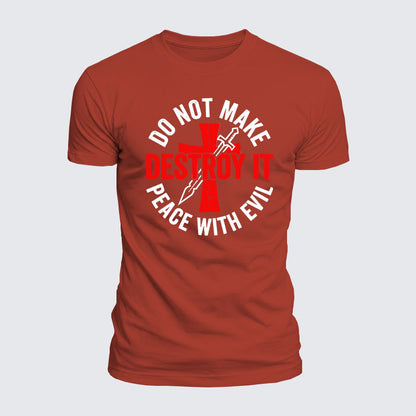 Luxe Mercerized Cotton Tee -  Make No Peace with Evil Knight Templar Jerusalem Cross