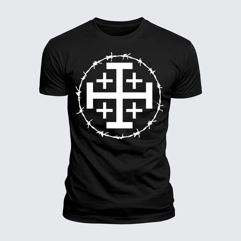 Luxe Mercerized Cotton Tee - Jerusalem Cross Barbed Wire