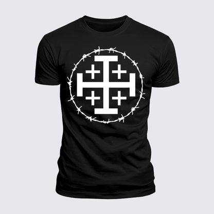Luxe Mercerized Cotton Tee - Jerusalem Cross Barbed Wire