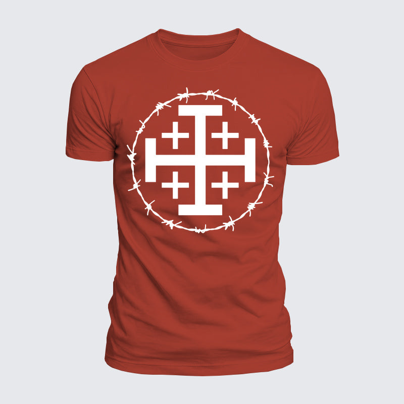Luxe Mercerized Cotton Tee - Jerusalem Cross Barbed Wire