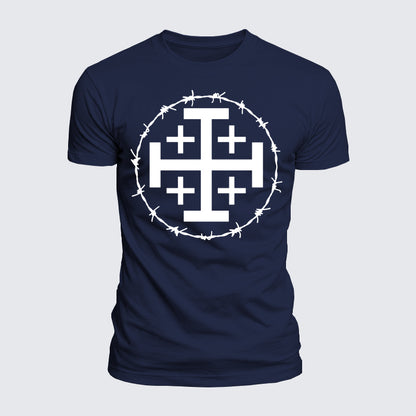 Luxe Mercerized Cotton Tee - Jerusalem Cross Barbed Wire