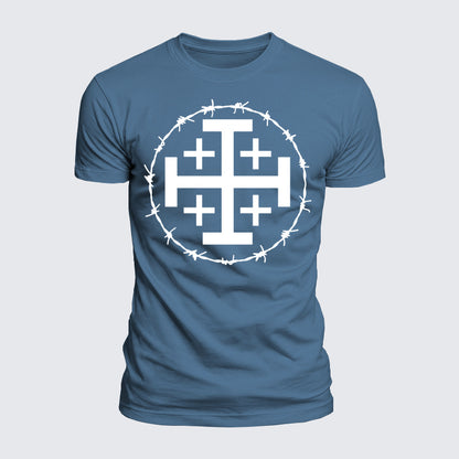 Luxe Mercerized Cotton Tee - Jerusalem Cross Barbed Wire