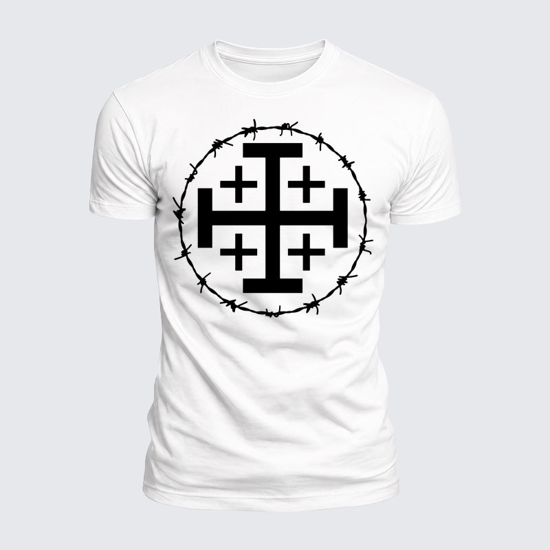 Luxe Mercerized Cotton Tee - Jerusalem Cross Barbed Wire