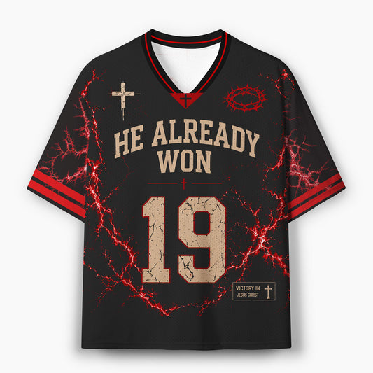 He Already Won Christian Mesh Jersey