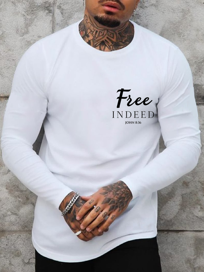 Free Indeed John 8:36 Cotton Long Sleeve T-Shirt