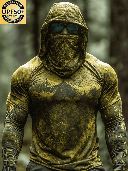 Men's Grunge Camo Hooded Climbing Shirt