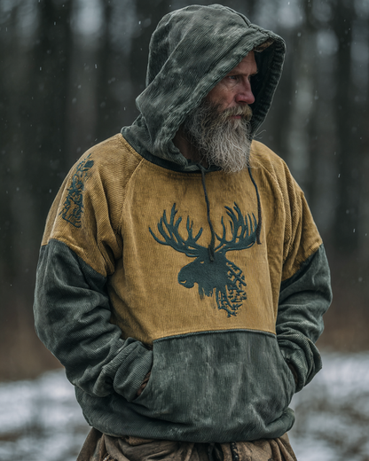 Nordic Viking Inspired Deer Retro Casual Long-Sleeve Hoodie