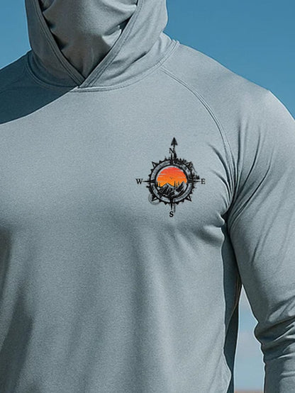 Men's Outdoor Sun Protection Breathable Cool Mask Hooded Sun Protection Long-Sleeved Top