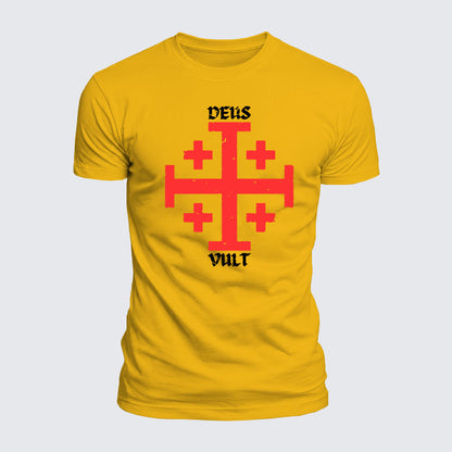 Luxe Mercerized Cotton Tee - Deus Vult + Jerusalem Cross