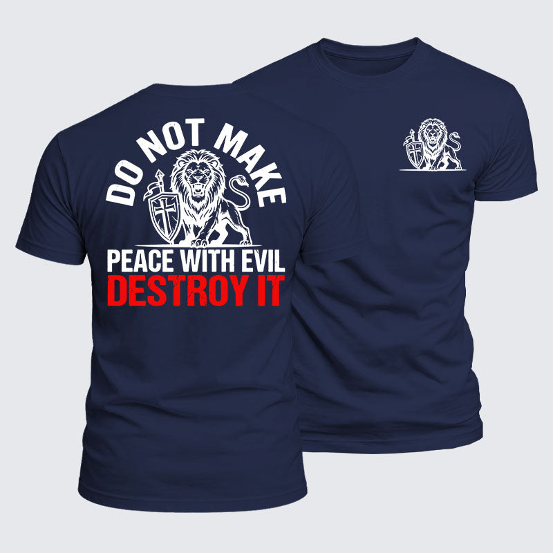 Luxe Mercerized Cotton Tee -  Make No Peace with Evil Knight Templar Jerusalem Cross