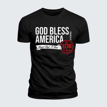 Luxe Mercerized Cotton Tee - God Bless America - Psalm 33:12