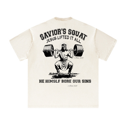 Savior's Squat Jesus Lifted It All Unisex Tee