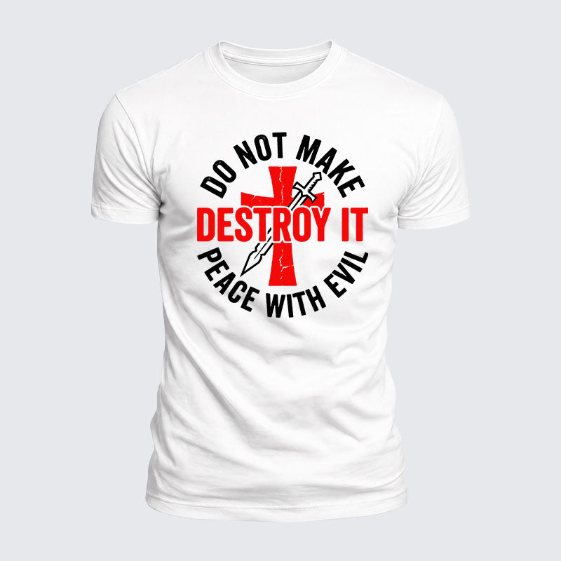 Luxe Mercerized Cotton Tee -  Make No Peace with Evil Knight Templar Jerusalem Cross