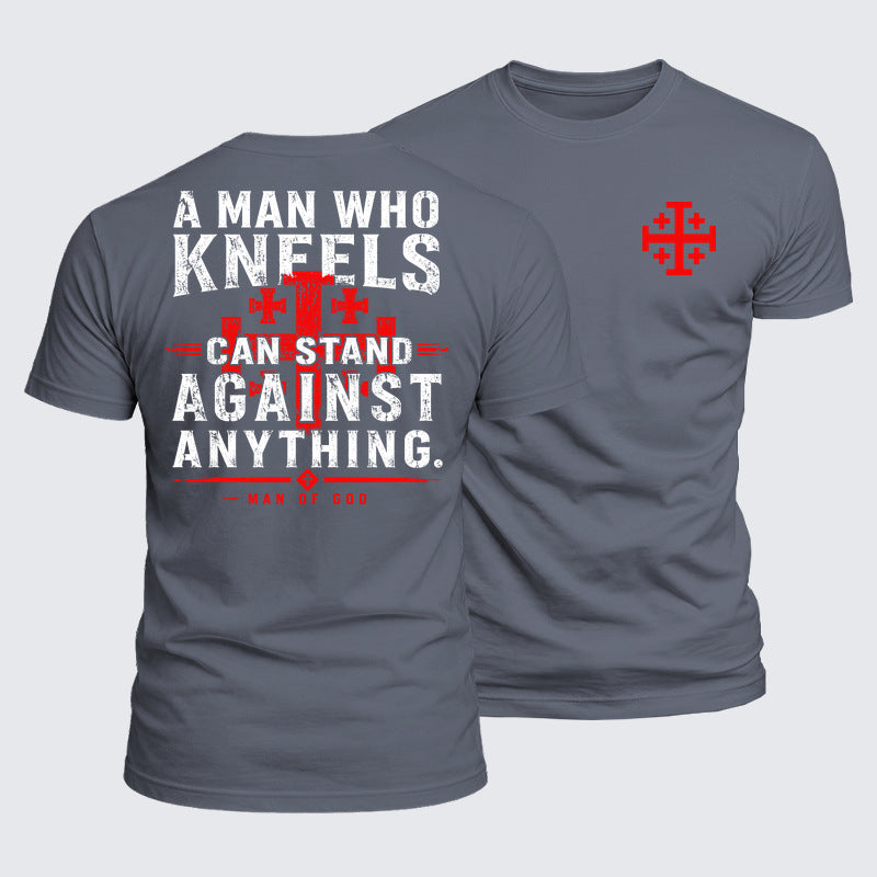 Luxe Mercerized Cotton Tee - A Man Who Kneels Can Stand Against Anything