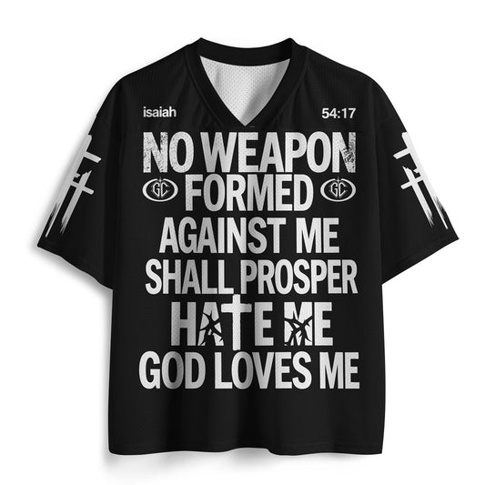 No Weapon Formed Against Me Christian Mesh Jersey
