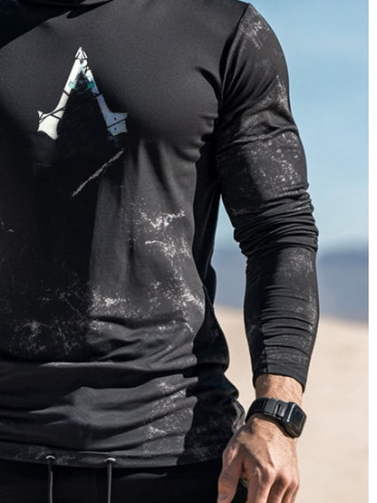 Men's Outdoor Sun Protection Breathable Cool Mask Hooded Sun Protection Long-Sleeved Top