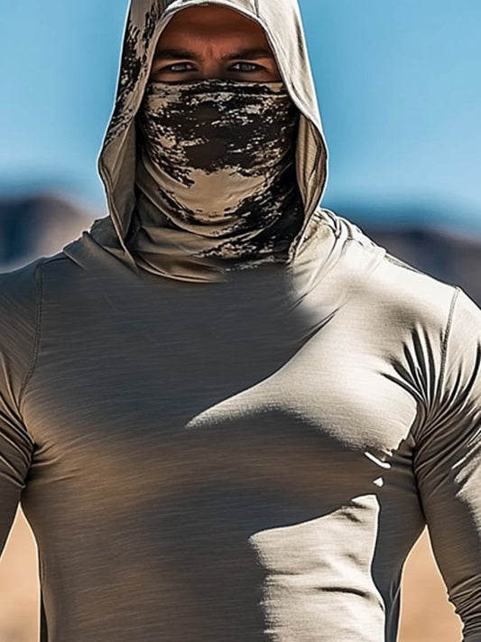 Men's Outdoor Sun Protection Breathable Cool Hooded Sun Protection Long Sleeve Top
