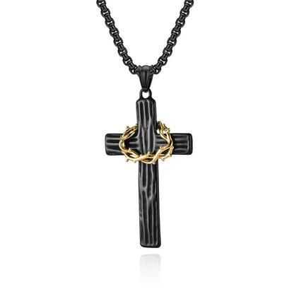 Jesus Crown Of Thorns Cross Sacred Protection Pendant Necklace