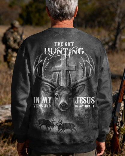 I've Got Hunting In My Veins And Jesus In My Heart Black T-Shirt