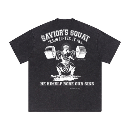 Savior's Squat Jesus Lifted It All Unisex Tee