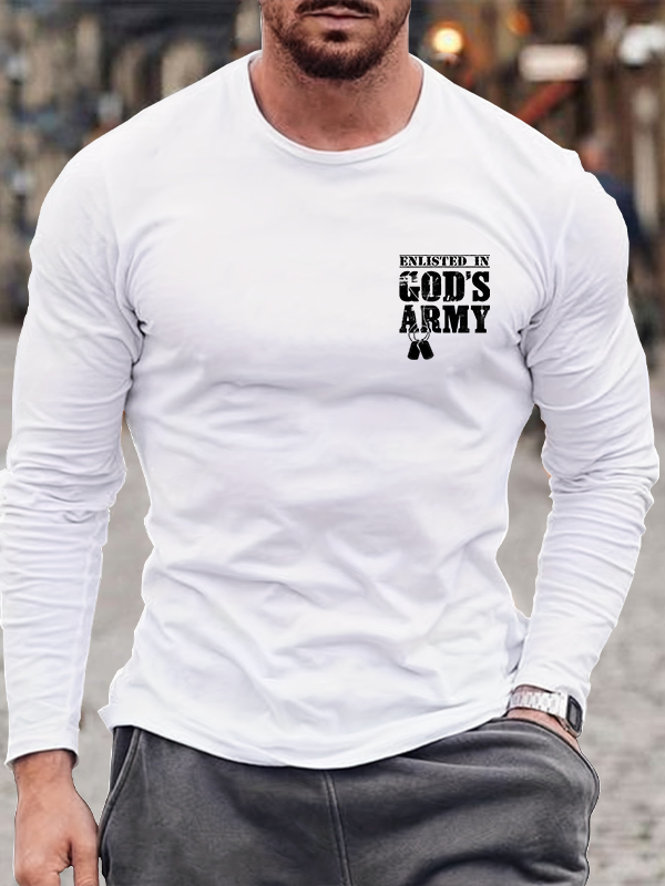 Enlisted In God's Army Christian Cotton Long Sleeve T-Shirt