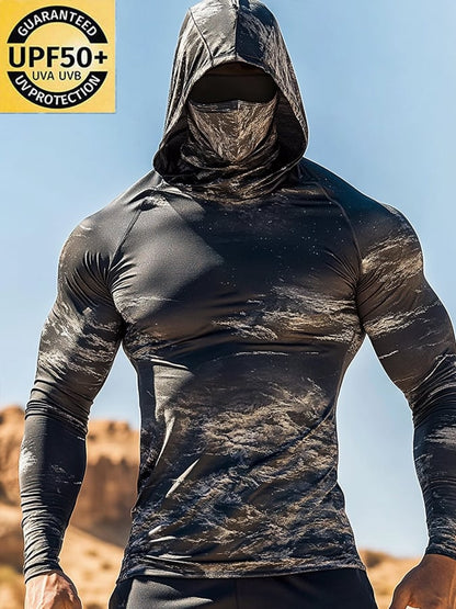 Men's Outdoor Sun Protection Breathable Cool Hooded Sun Protection Long Sleeve Top