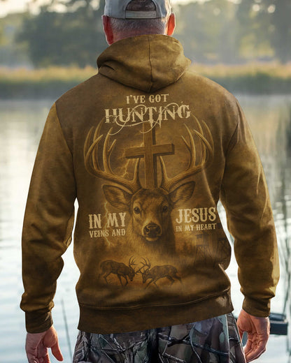 I've Got Hunting In My Veins And Jesus In My Heart All Over Print Hoodie