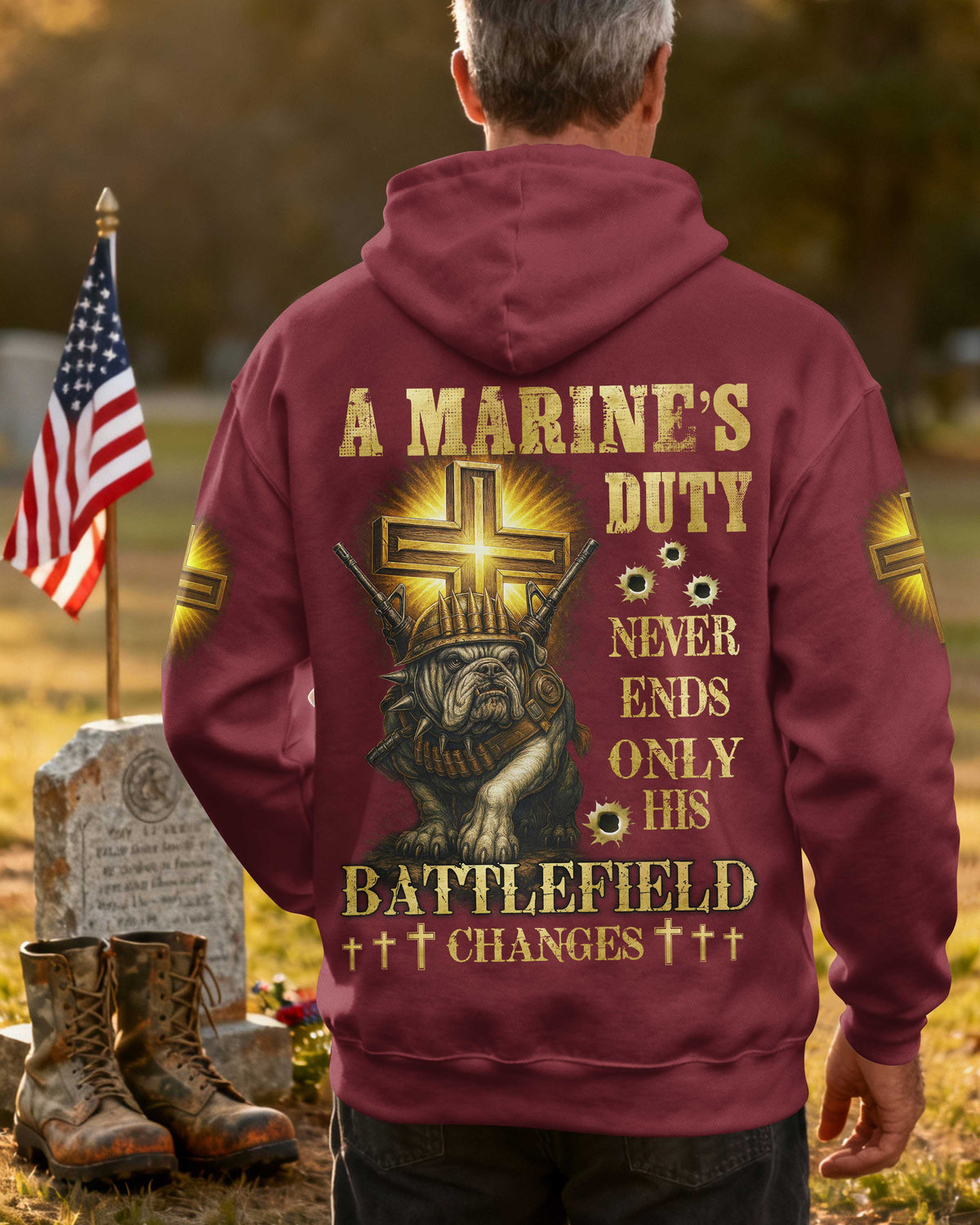 A Marine's Duty Never Ends Only His Battlefield Changes Zip Hoodie