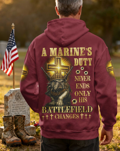 A Marine's Duty Never Ends Only His Battlefield Changes Zip Hoodie