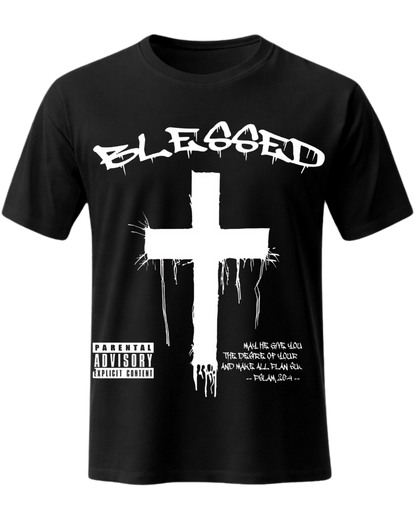 Cross & Letter Print Drop Shoulder Tee