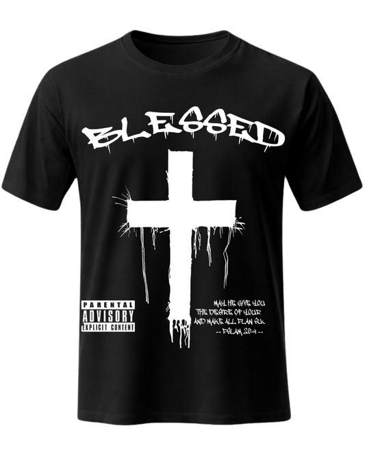 Cross & Letter Print Drop Shoulder Tee