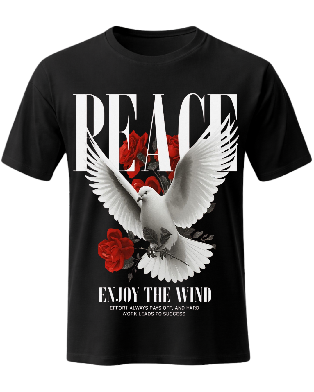 Peace Dove and Red Roses Motivational Graphic T-Shirt