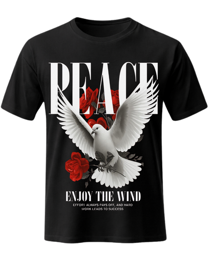 Peace Dove and Red Roses Motivational Graphic T-Shirt