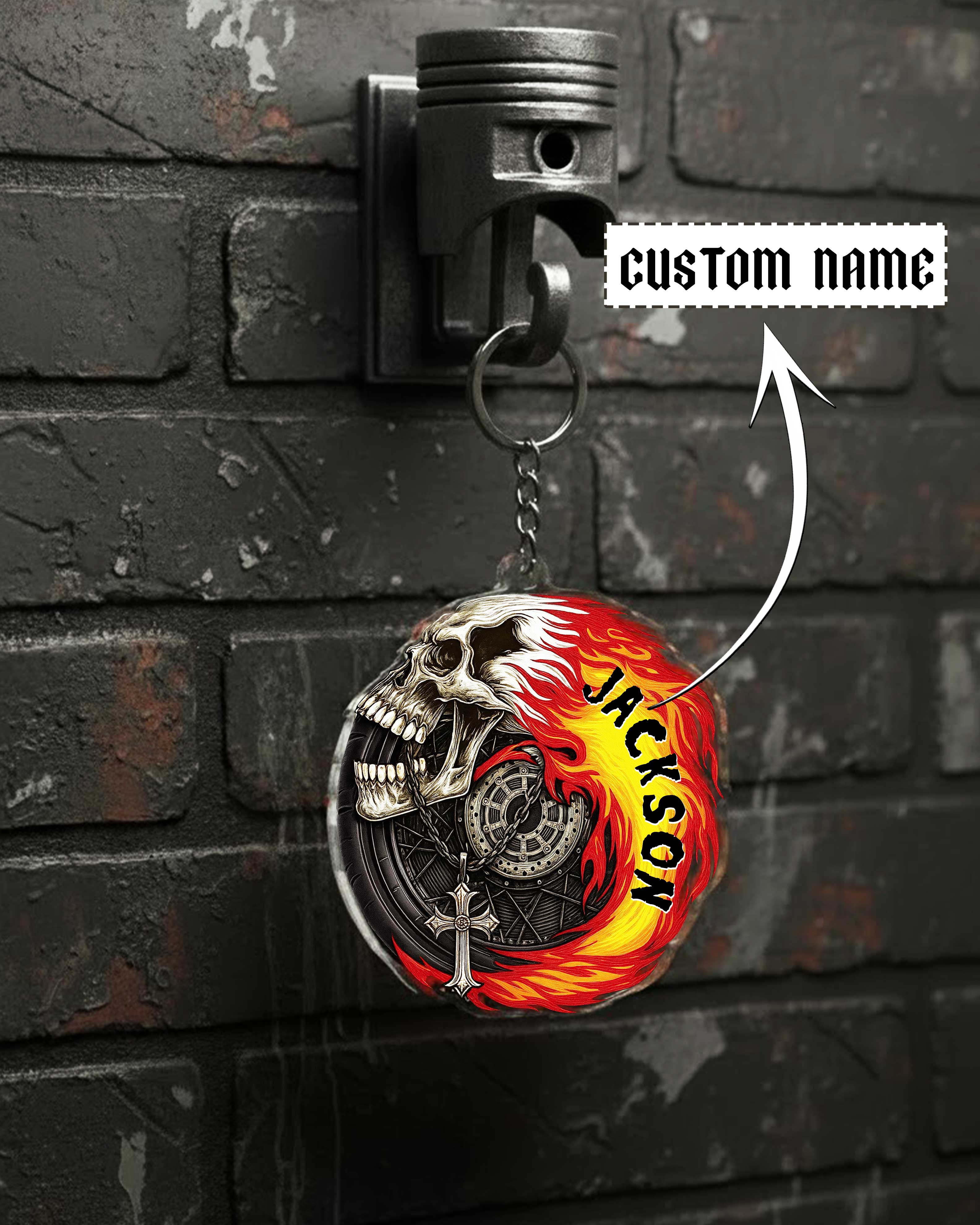 Ride Through Fire Personalized Keychain