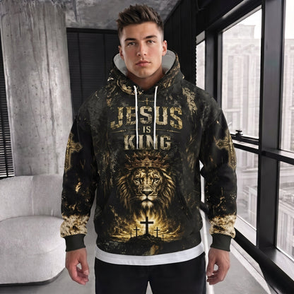 King of Kings Christian Hoodie, Jesus Is King Lion of Judah Hoodie