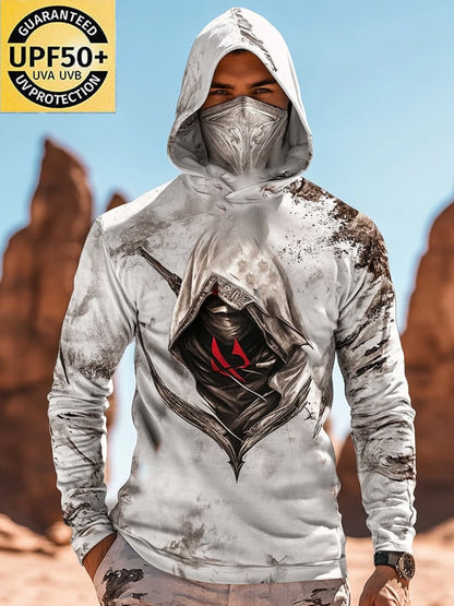 Men's Outdoor Sun Protection Breathable Cool Mask Hooded Sun Protection Long-Sleeved Top