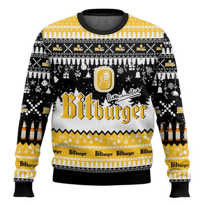 Unisex Vintage German Drinking Print Crew Neck Ugly Christmas Sweatshirt