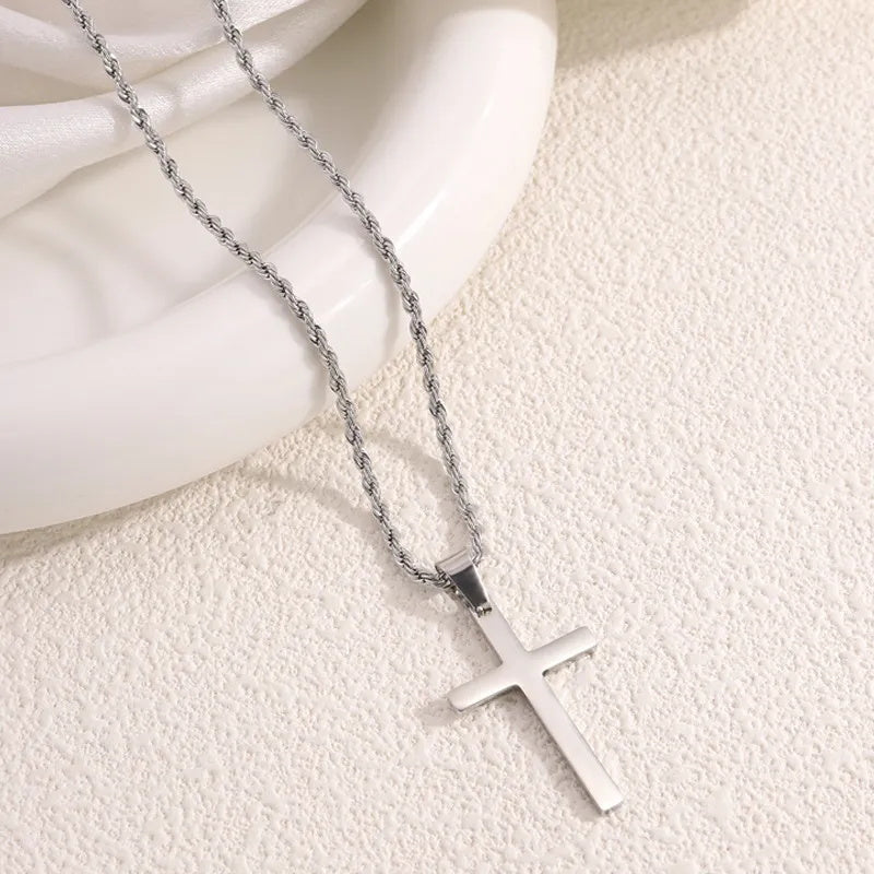 Simple Solid Color Cross Twist Necklace