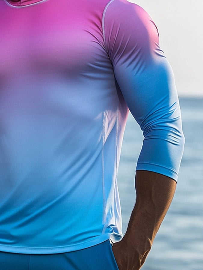 Men's Outdoor Sun Protection Breathable Cool Hooded Sun Protection Long Sleeve Top