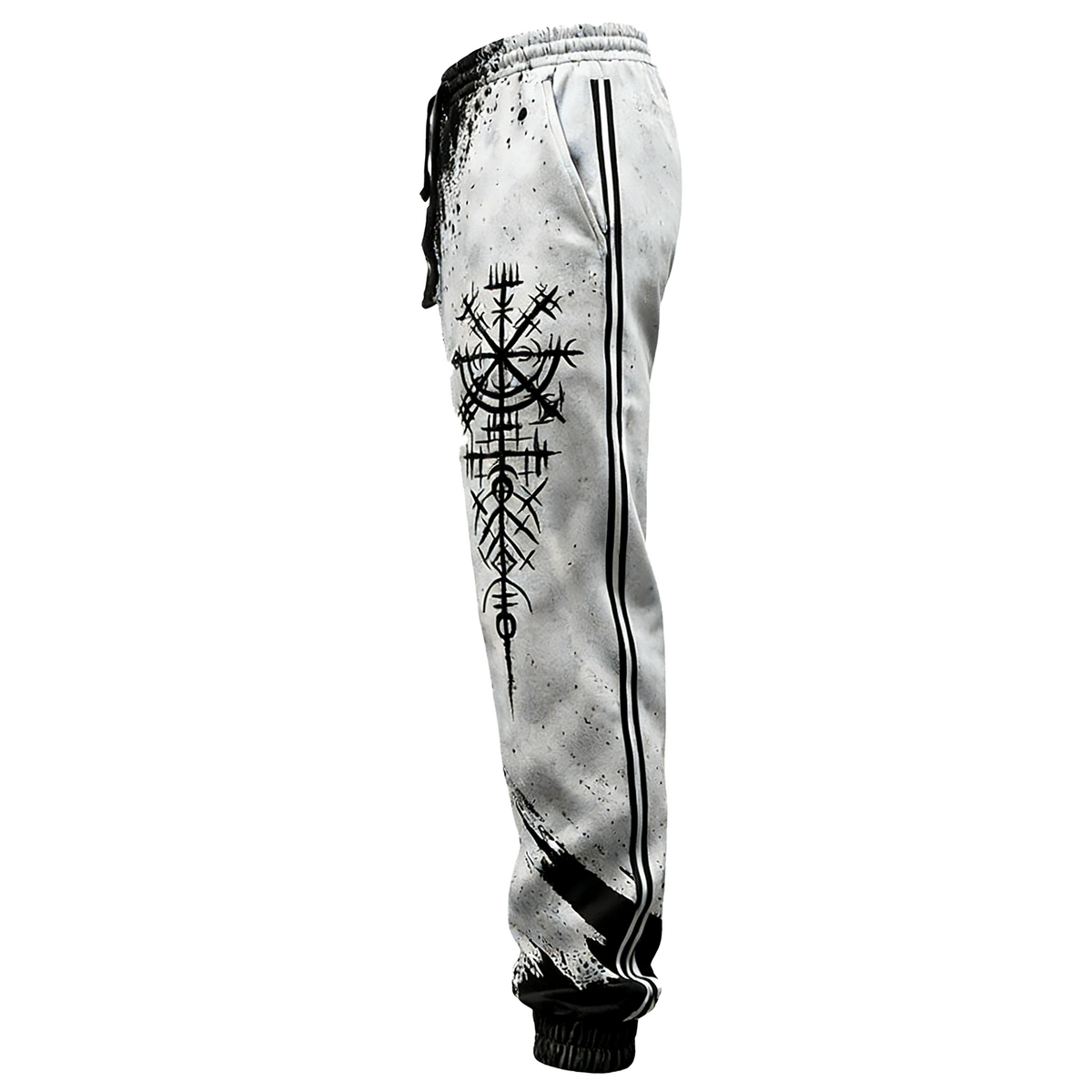 Nordic Viking Retro Totem Ink-Splash Gradient Print Pants