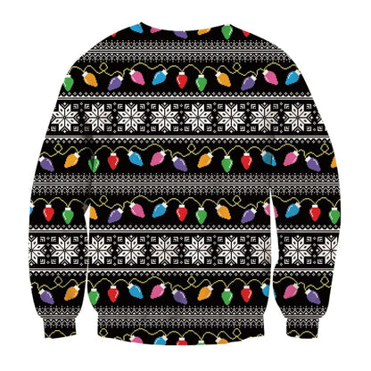 Unisex Llama With Glasses Print Crew Neck Ugly Christmas Sweatshirt
