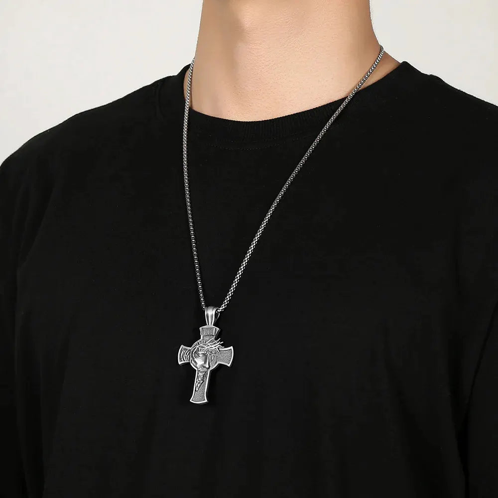 Previous Next Jesus Face Cross Necklace